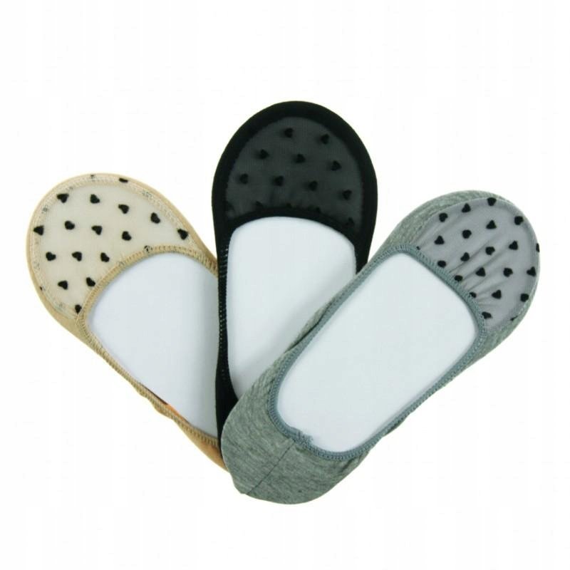 Niskie Stopki Balerinki Damskie Serca 3-Pary Rozm:38-41 Cdb390-001A-3