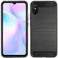 Etui i futerały do telefonów - Silikonowe etui Carbon kompatybilne z etui XIAOMI REDMI 9A TPU Miękkie etui na telefon komórkowy Pokrowiec ochronny Czarny - miniaturka - grafika 1