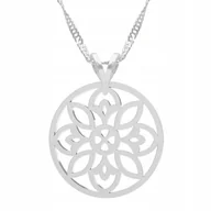 Naszyjniki - Naszyjnik Srebrny z Ażurowym Kwiatem Ażurowy Kwiatek Kwiat SREBRO 925 - miniaturka - grafika 1