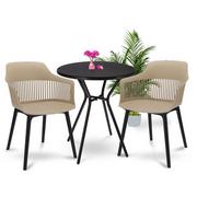 Meble ogrodowe - Czarny stolik z beżowymi krzesłami na balkon - Eron - miniaturka - grafika 1