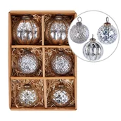 Ozdoby bożonarodzeniowe - BELIANI Zestaw 6 bombek na choinkę srebrny szklanych choinkowe ręcznie robione wisząceReplika acje - miniaturka - grafika 1