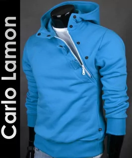 Bluzy męskie - Oryginalna niebieska bluza męska Carlo Lamon - grafika 1