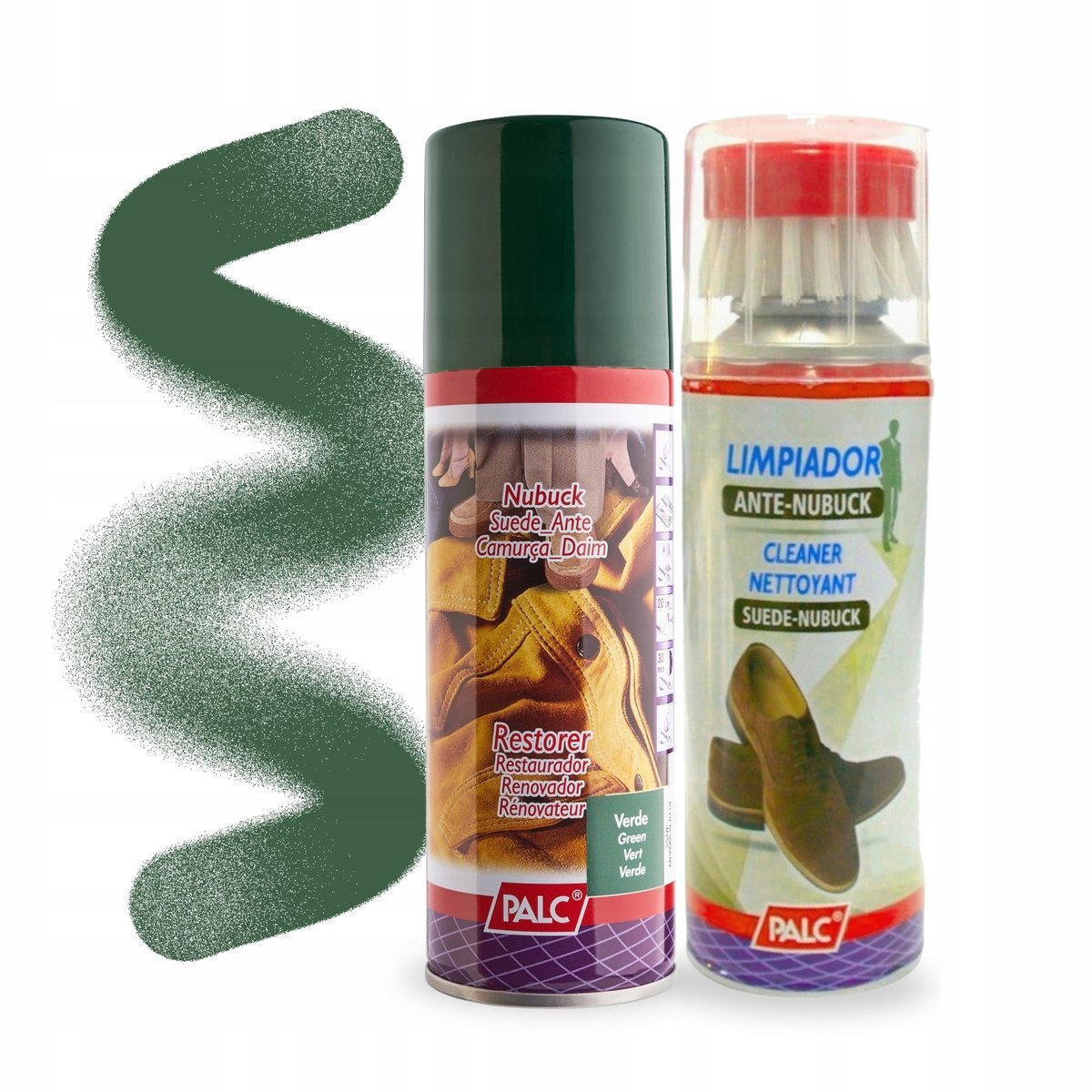 Pianka ze Szczotką i Spray Renowator Zielony do Zamszu Palc Zestaw 2w1