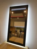 Lustra - Lustro w ramie MDF podświetlane LED 140x60 czarne - miniaturka - grafika 1