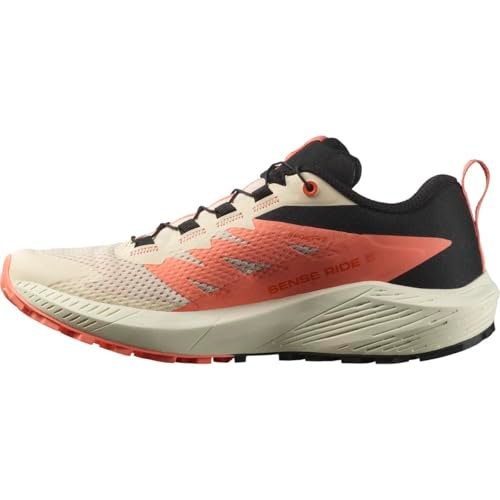 Salomon Damskie buty trekkingowe Sense Ride 5, Tender Peach/Fusion Coral/Black, 42 2/3 EU, Tender Peach Fusion Coral Black, 42 2/3 EU