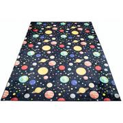Dywany dla dzieci - Czarno-kolorowy dywan dziecięcy z planetami i gwiazdami - Cebo 7X - miniaturka - grafika 1