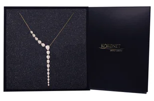 Elegancki naszyjnik niesymetryczny na jedną stronę delikatny ślubny - Naszyjniki - miniaturka - grafika 1