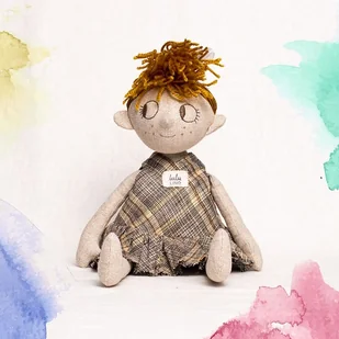 Lalka Weronika lniana w sukience Dzień dziecka - Lalki dla dziewczynek - miniaturka - grafika 1