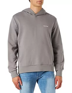 Bluzy męskie - Calvin Klein Męska bluza z kapturem z mikro logo Repreve ciężka dzianina, Szary asfalt, S - grafika 1