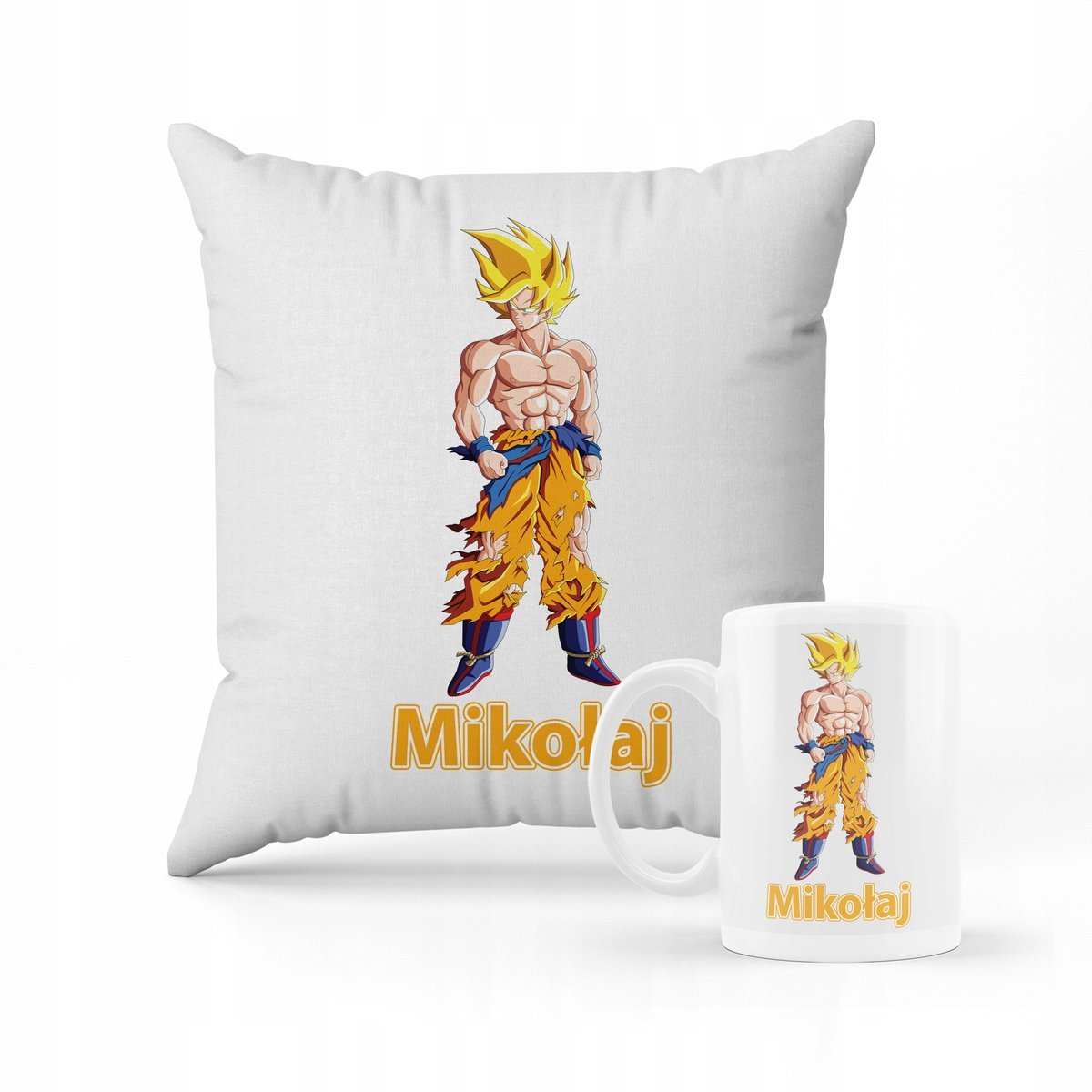 ZESTAW PODUSZKA + KUBEK PREZENT DLA DZIECKA GOKU DRAGON BALL + IMIĘ #3