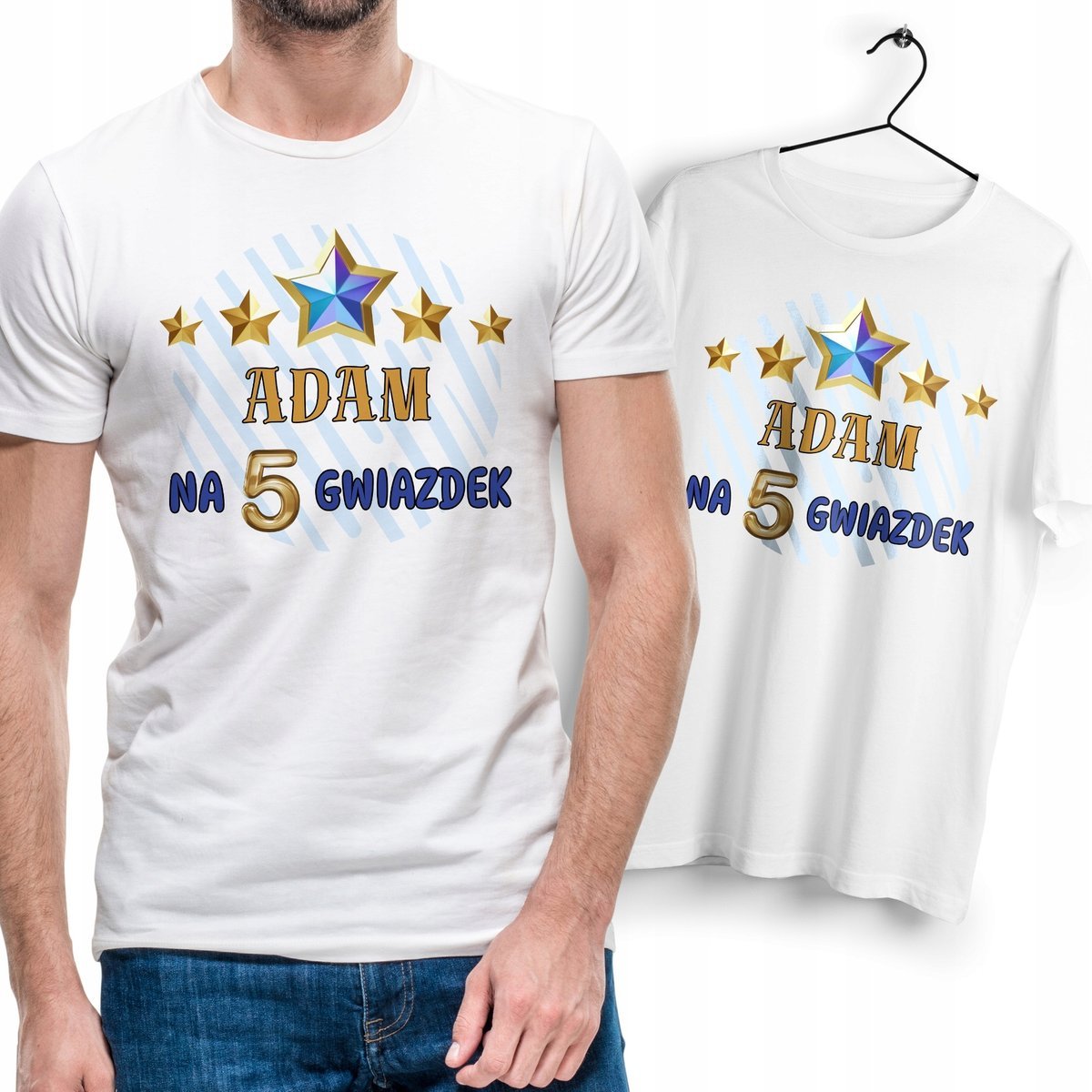 Koszulka Męska Biała Dla Adama T-Shirt Podkoszulek Nadruk Na Prezent
