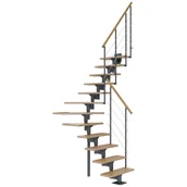 Schody strychowe - Schody modułowe zabiegowe antracytowe Boston stopnie Dąb 12 sztuk Dolle - miniaturka - grafika 1