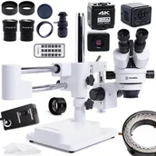 Mikroskopy i lupy - Mikroskop Optyczny Stereoskopowy Techrebal 10HW Regulowane oświetlenie 56x LED Soczewka 0,5 Kamera Black Pro 4K - miniaturka - grafika 1
