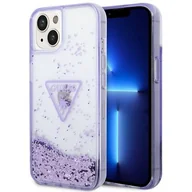 Etui i futerały do telefonów - Etui Guess Liquid Glitter Palm Collection do Apple iPhone 14 Fioletowy - miniaturka - grafika 1