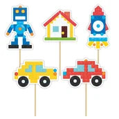 Balony i akcesoria - Toppery Na Tort Klocki 5Szt. - miniaturka - grafika 1