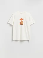 Koszulki męskie - Reserved - T-shirt regular z nadrukiem - złamana biel - miniaturka - grafika 1
