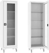 Meble i wyposażenie gabinetów medycznych - XSML.101.9010 mobilna szafa lekarska 1-skrzydłowa 1-komorowa biała na kołach - miniaturka - grafika 1