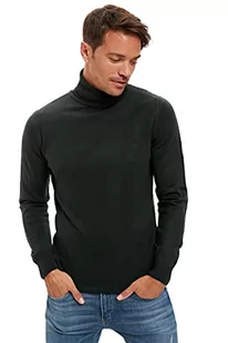 DeFacto Męski sweter z dzianiny z długim rękawem okrągły dekolt - slim fit sweter dla mężczyzn topy (zielony, XL), zielony, XL - Koszulki męskie - miniaturka - grafika 1