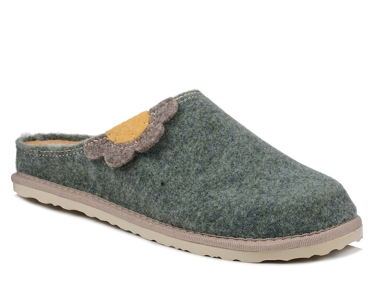 Kapcie damskie filcowe zielone Inblu CS-43 pantofle domowe zakryte palce-36