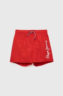 Spodnie i spodenki dla chłopców - Pepe Jeans szorty kąpielowe dziecięce kolor czerwony z nadrukiem - grafika 1