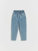 Spodnie i spodenki dla dziewczynek - Reserved - Jeansy baggy z ociepleniem - niebieski - miniaturka - grafika 1