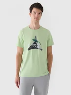 Koszulki sportowe męskie - Męski tshirt z nadrukiem 4F 4FRAW24TTSHM2301 - zielony - miniaturka - grafika 1