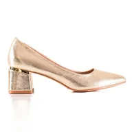 Czółenka - Goodin Złote czółenka na obcasie złoty - miniaturka - grafika 1