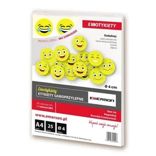 Emerson Etykiety samoprzylepne A4 EMOTY 40mm 25 arkuszy ETOKZOL003x025x001 - Etykiety do drukarek - miniaturka - grafika 3