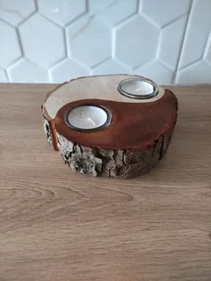 Świecznik Drewniany na Tealight Yinyang - Świeczniki - miniaturka - grafika 1