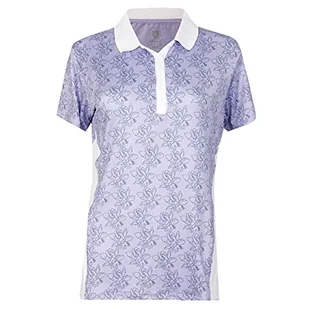 Island Green Island Green Damska frezja kwiatowy nadruk odprowadzająca powietrze koszulka polo z krótkim rękawem top koszulka golfowa Lawanda/biały M IGLTS2052 - Koszulki i topy damskie - miniaturka - grafika 1