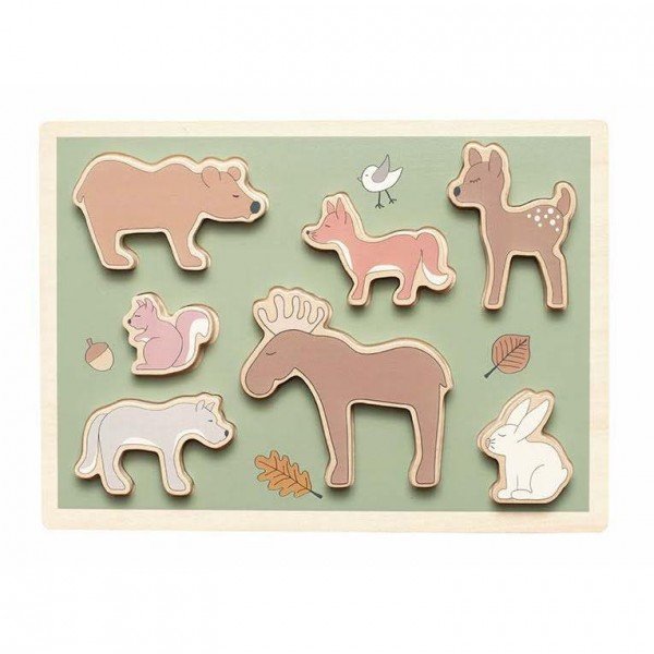 DLA DZIECI DREWNIANE PUZZLE LAS