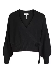 Object Women's OBJMALENA L/S WRAP kardigan NOOS kurtka dzianinowa, czarna, XL, czarny, XL - Swetry damskie - miniaturka - grafika 1