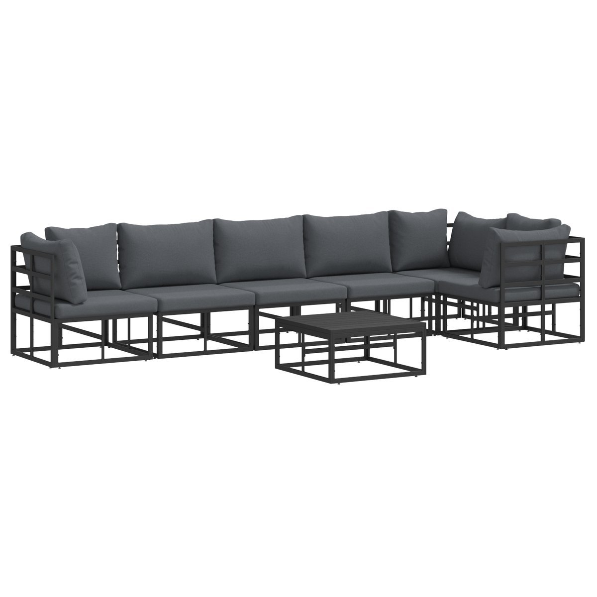 vidaXL Zestaw Sof na Ogród 7 pcs Czarny 70 x 70 x 32 cm Aluminium