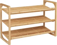 Szafki na buty - HOMCOM Stojak na buty z 3 poziomami, stojak na buty z uchwytem, stojak na buty na maks. 9 par butów, organizer na buty do wejścia, przedpokoju, bambus, 76 x 33 x 51 cm, naturalny - miniaturka - grafika 1