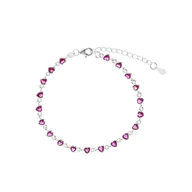 Bransoletki - Srebrna bransoletka 925 Różowe Serca Cyrkonie - miniaturka - grafika 1