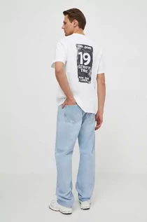 Koszulki męskie - Pepe Jeans t-shirt bawełniany męski kolor beżowy z nadrukiem - grafika 1