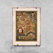 Plakaty - Plakat retro Stara mapa Monachium z wklęsłymi Niemcy - miniaturka - grafika 1