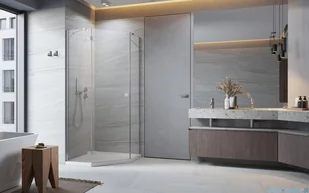 Radaway Essenza Ptj kabina pięciokątna 80x100cm lewa szkło przejrzyste 1385010-01-01L/1385054-01-01 - Kabiny prysznicowe - miniaturka - grafika 4