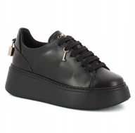 Półbuty damskie - Czarne sneakersy damskie CARINII B9580-E50 skóra platforma R.37 - miniaturka - grafika 1