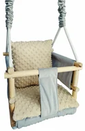 Leżaczki i huśtawki - Beżowa welwetowa huśtawka dla dzieci D3-E70 - miniaturka - grafika 1