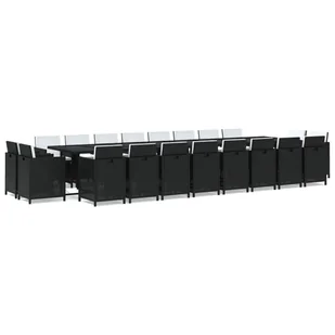 21-cz. zestaw mebli ogrodowych z poduszkami, polirattan, czarny - Meble ogrodowe - miniaturka - grafika 3