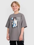 Koszulki dla chłopców - 4F T-shirt oversize z nadrukiem chłopięcy - szary 122 (6-7 lat) - miniaturka - grafika 1
