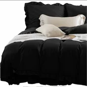 Pościel - Pościel Ruffy 140x200 czarna z falbanką - miniaturka - grafika 1