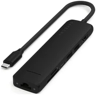 Stacje dokujące i replikatory portów - Satechi 7-w-1 USB-C Slim Multiport Adapter Ethernet USB-C PD, 2x USB-A, HDMI 4K, Ethernet, czytnik kart micro/SD czarny ST-P7SK - miniaturka - grafika 1