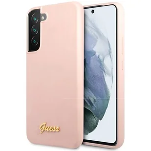 Guess GUHCS23SLSLMGPP S23 S911 różowy/pink hardcase Silicone Script Metal Logo - Etui i futerały do telefonów - miniaturka - grafika 1