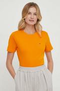 Koszulki sportowe damskie - Tommy Hilfiger t-shirt bawełniany damski kolor pomarańczowy - miniaturka - grafika 1