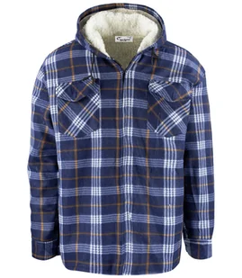 Ciepła polarowa koszula męska w kratę z kapturem ocieplana futerkiem-M - Swetry męskie - miniaturka - grafika 1