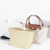 Kosmetyczki, organizery i kuferki - WKŁAD ORGANIZER DO TOREBKI TORBY KOSMETYCZKA beż Pojemny DUŻO KIESZENI - miniaturka - grafika 1