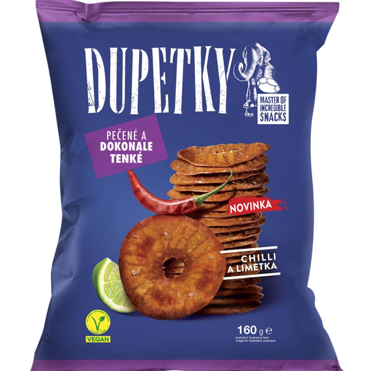 Dupetky Snack Chilli i Limetka 160g pieczone precelki talarki pikantne
