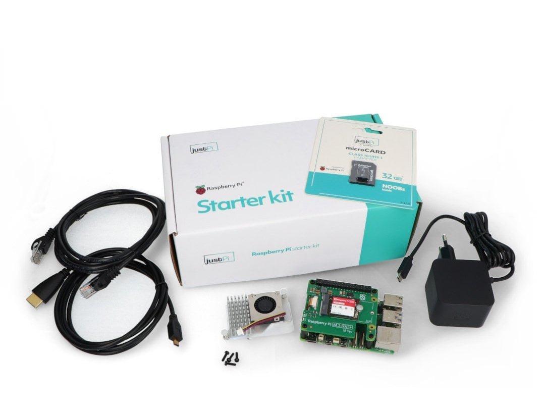 JustPi Zestaw justPi Pro - Raspberry Pi 5 WiFi 8GB RAM + SSD + 32GB microSD + oficjalne akcesoria ZES-25976